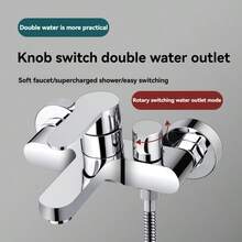 3-In-1 Shower Faucet Set, Ceramic Valve Core, Wall-Mounted Dual-Function Thermostatic Mixing Valve, Suitable For Home Shower Room, Bathtub, Dorm, Apartment And RV - Silver - View 1