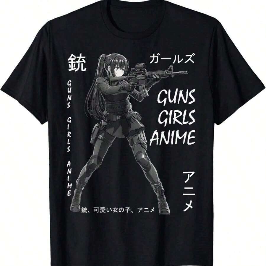 1 Piece Short Sleeve T-Shirt With Pastel Anime Cat Girl Print, Round Neck, Casual Style, Plus Size, Business Casual Wear, Cute Character Design, Y2K Inspired, Regular Fit, Suitable For All Seasons, Tumble Dry, 180g, 100% Cotton. | Exquisite Design | Loose And Comfortable | Easy To Match | - 2 - 查看 1