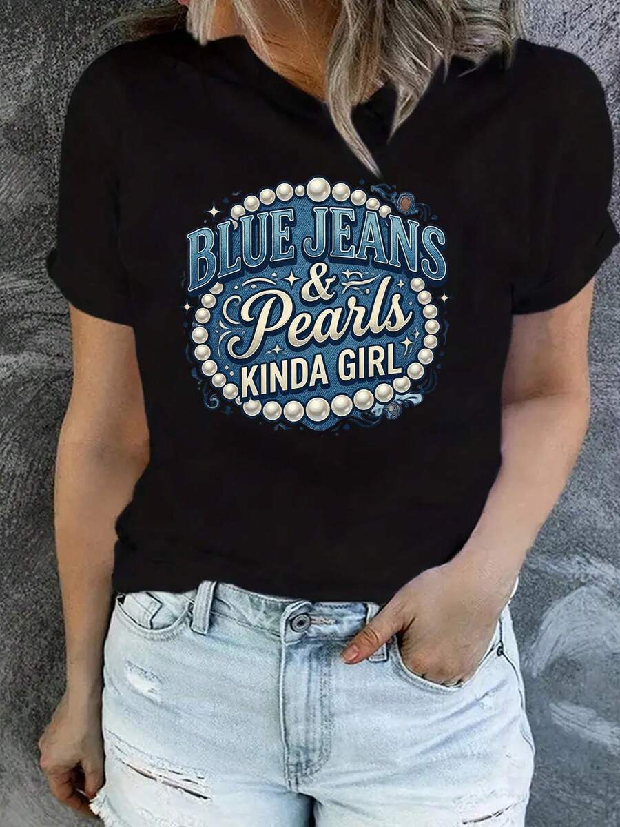 Camiseta Deportiva Casual para con Diseño Circular Azul y Blanco - Camiseta Elástica de Cuello Redondo, Lavable aáquina, Ajuste Cómodo y Apta para Todas las Estaciones, para Uso Diario. - Negro - Ver 1