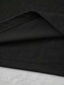 Camiseta de manga corta con cuello redondo y estampado de criaturas marinas para mujer - Negro - Ver 6