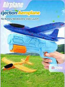 1pc Outdoor Interactive Foam Glider Launcher, Jet Plane Accessories, Airplane Toy - Multicolor - View 3