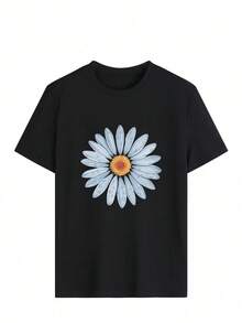 Esta camiseta de manga corta, cuello redondo y corte holgado para mujer es perfecta para el verano. Luce un divertido estampado floral retro estilo Y2K, ideal para vacaciones, la oficina, salidas, el día a día, citas, fiestas, reuniones y para un look urbano. Esta versátil prenda deportiva informal también es un regalo estupendo para cualquier ocasión. - Negro - Ver 2