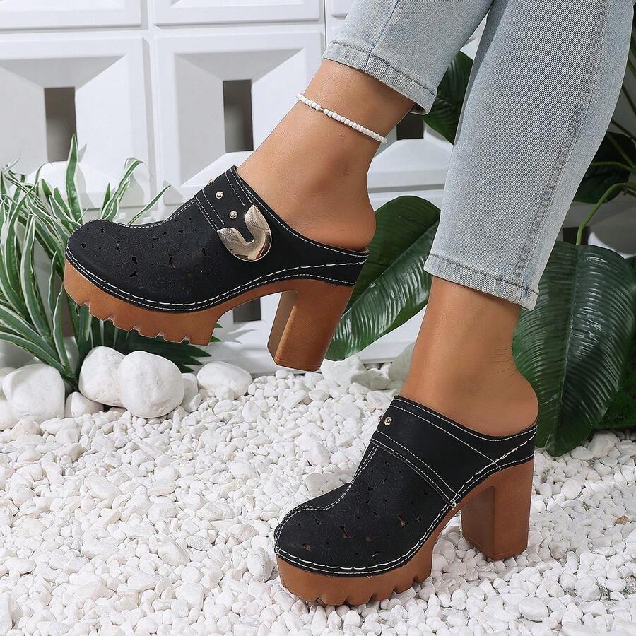 Dép xăng đan đế xuồng màu trơn dành cho nữ, đế chống thấm nước, dáng rộng, gót dày thoải mái, kiểu dáng giản dị, thích hợp đi làm, đi biển, phong cách tối giản mùa hè.