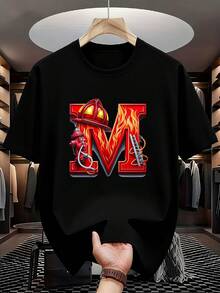 Limited Time Offer, Limited Quantities, Flash ! Women's Casual Shirts, Women's Polyester T-Shirts, Smart Shirts. Firefighter T-Shirt | Rescue Mission Graphic | Heroic Lettering Design | Quick-Drying, High-Performance Fabric | A Brave Garment Ideal For All Seasons - 黑色 - 查看 9