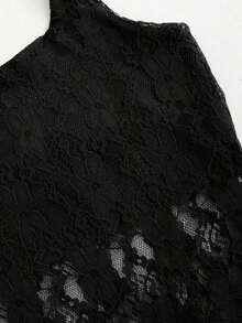 Top Halter de Encaje Sólido Elegante y Sexy Y2K para Fiestas de Navidad y Año Nuevo - Café integral - Ver 10