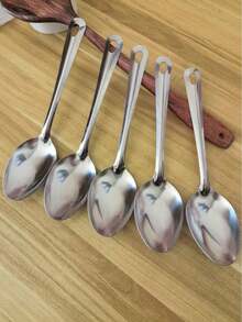 1 pieza/2 piezas/3 piezas Cuchara de servir de acero inoxidable - Tamaño grande, cuchara de metal ergonómica para autoservicio, adecuada para hoteles, cafeterías, uso doméstico y picnics al aire libre, elegante - Plateado - Ver 9