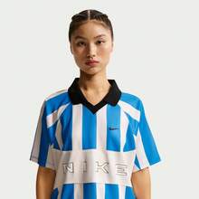 Nike Áo thun nữ tay ngắn cổ bẻ AS W NSW STREET OS SS STRP JSYPOLO TIO0914-435 - Xanh và trắng - Xem 3
