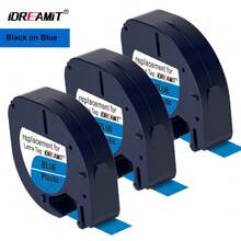 3包12mm兼容Dymo LetraTag标签机替换装标签带，型号91331、91332、91333、91334、91335，黑底白字，黄色、红色、蓝色，塑料材质，12mm x 4m，91331(91201 S0721660)，适用于Dymo LetraTag Plus标签机LT-100H、LT-100T、LT-110T。 - 1套 - 查看 13