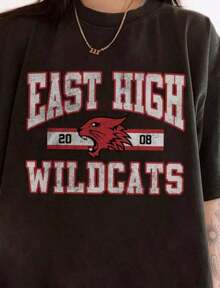 2026 Fashion Women's Quality Casual Cotton T-Shirt, Summer Tops, High School Musical The Series East High Mascot Logo T-Shirt, Gift T-Shirt For Family Trips, WaltWorld Women's Birthday Tops, Unisex Basic T-Shirt - 黑色 6 - 查看 6