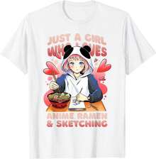Anime Ramen And Drawing, Just A Girl Who Loves Anime Ramen - T-Shirt - 白色的 - 查看 4