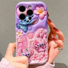 Officially Licensed Disney Lilo & Stitch Phone Case, This Protective Phone Case Features A Lovely Print Of Stitch And Angel With Heart‑Shaped Balloons, Surfboard, Plumeria Flowers And Turtle Accents On A Pink‑Purple Gradient Background, Made With Flexible, Durable TPU Material To Resist Scratches, Bumps And Minor Impacts, With A Raised Camera Frame For Lens Protection, Slim Lightweight Build For Easy Portability, Compatible With IPhone 17, 16, 15, 14, 13, 12, 11 Pro Models, A Sweet Gift Choice For Stitch Fans On Birthdays Or Holidays. - trắng - Xem 1