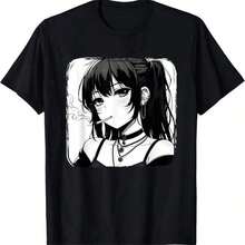 1 Piece Short Sleeve T-Shirt With Pastel Anime Cat Girl Print, Round Neck, Casual Style, Plus Size, Business Casual Wear, Cute Character Design, Y2K Inspired, Regular Fit, Suitable For All Seasons, Tumble Dry, 180g, 100% Cotton. | Exquisite Design | Loose And Comfortable | Easy To Match | - 8 - 查看 7