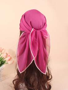 1pc New Women's Solid Color Chiffon Bandana & Square Scarf, Casual Breathable Neck Scarf With Hemmed Edge Design, Multi-Functional Hair Accessory, Headband, Hair Tie, Head Wrap, Clothing Accessory, Hair Hoop, Suitable For Abaya, Soft And Lightweight, For Spring, Summer, Autumn, Winter, Daily Wear And Travel - Multicolor - View 23