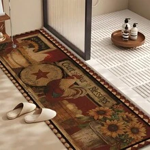 1pc Home Decor, Rooster Pattern Printed Linen Kitchen Rug, Carpet, Mat, Bathroom Mat, Doormat, 3D Printed Rectangle, Suitable For Living Room, Bedroom, Hallway, Bathroom, Laundry Room - Polyester Carpet, For Indoor And Outdoor Home Decor - Multicolor - View 3