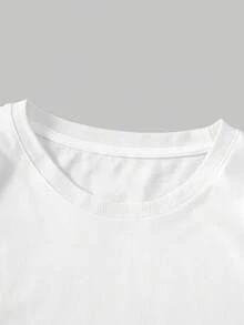 Women's Short-Sleeved T-Shirt Made From 100% Pure Cotton With A Heart Print - Comfortable, Versatile, Casual Crew Neck T-Shirt, A Spring And Summer Staple, Machine Washable, An Essential Everyday T-Shirt With A Soft Texture - [白色的] - 查看 3