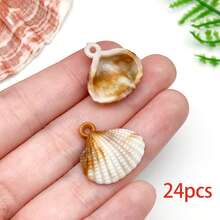10/24 mặt dây chuyền hình vỏ sò, mặt dây chuyền hình sò điệp bằng acrylic, vỏ sò giả, phụ kiện vỏ sò biển mùa hè dùng để làm trang sức, bông tai, vòng tay, đồ thủ công. - Màu be - Xem 15