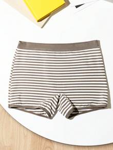 3pcs Women's Seamless Underwear Set, Contrast Striped Design Cotton Shorts, Sports Cycling Shorts, Boxer Briefs, Home Shorts, Leggings - Multicolor - View 4