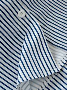 Conjunto de 2 piezas de camisa de manga corta a rayas y falda plisada de estilo casual de verano - Albaricoque - Ver 5
