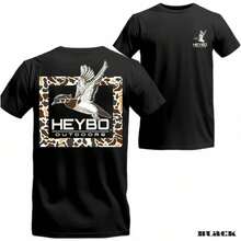 Black Crew Neck T-Shirt With Double-Sided Print Design | Flying Wasp Graphic T-Shirts For Waterfowl Hunters | Men's Outdoor Sportswear | Classic Tropical Short Sleeve Crew Neck T-Shirt | Smart Casual Cotton Streetwear 10DE YO9R OLG0 - 白色 - 查看 2