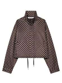 Women's Autumn Clothing Winter Clothing Polka Dot Winter Coat Women's Short Jackets Coats Long Sleeve Blouses Ladies Zip-Up Jackets Spring And Autumn Short Coats New Streetwear Zip-Up Short Jacket - 灰色 - 查看 5