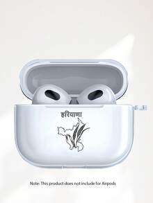 1個地圖圖案透明耳機保護殼，時尚百搭，適用於Airpods2/3/4/Pro/Pro2/Pro3，適合作為家人和朋友的生日或節日禮物 - 無色 - 查看 3