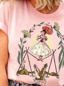 Flower Tightrope Walker Swea Tightrope Girl The Haunted Mansion Shirt Foolish Mortal Land Halloween Family Matching Outfi. Ll Seasons, Fashionable Top - 粉5 - 查看 1