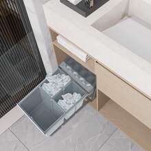 Built-In Kitchen Pull-Out Waste Bin, Built-In Under-Cabinet Waste Bin, Waste Separation System, Grey(2 X 10L & 1 X 20L) - 2x10L + 1x20L - View 8