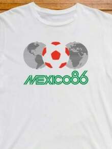 Camiseta Mexico 86 795 Retro Blanca Unisex con Estampado Gráfico - Negro - Ver 6
