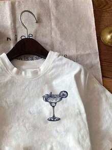 Women's Fitted T-Shirt With Round Neck And Short Sleeves, Casual, Suitable For Summer, Beach, With Shark Print. Women's T-Shirts, Women's Blouses, Casual Blouses For Ladies - 白色 4 - 查看 5