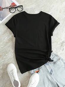Women's T-Shirt For Spring And Summer - Black - View 4