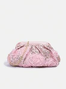 1 chiếc túi xách dự tiệc sang trọng đính sequin thời trang mới dành cho bé gái, túi đeo vai dây xích đính hoa ren, túi đeo chéo, túi xách tuổi teen, ví cầm tay, túi dự tiệc, túi dây xích, ví đựng tiền xu, ví tiền, thích hợp cho sử dụng hàng ngày, dự tiệc, du lịch, quà tặng lý tưởng. - Ren đính kim sa - Xem 6