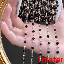 1m Colorful Glass Crystal Chain, Dreamy Purple Copper Crystal Chain Suitable For DIY Handmade Jewelry Making, Necklace, Bracelet, Clothing Accessories - DIY Chain - View 9