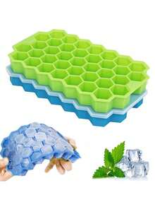 1個蜂巢矽膠模具－冰塊模具－3D矽膠冰塊模具附易開蓋，適用於水果和飲料，非常適合夏季派對和戶外活動－廚房用品，冰酒、香檳醬和飲料，樹脂烘焙，巧克力模具，可重複使用，理想的派對禮物 - 彩色 - 查看 2
