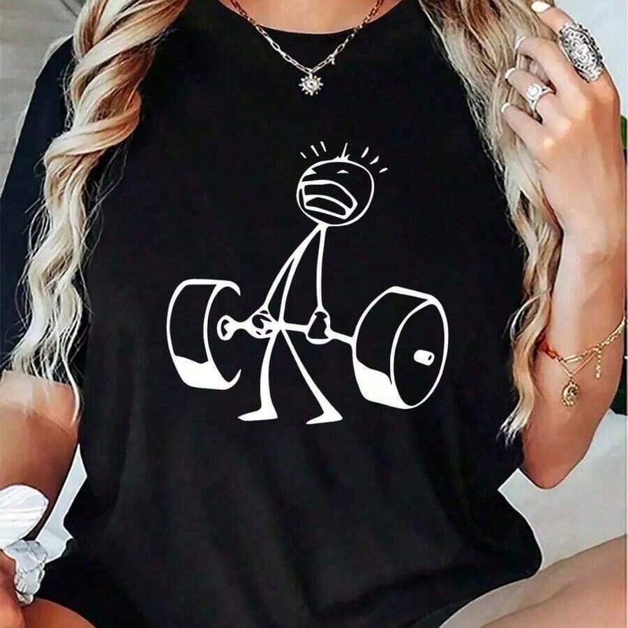 Local -15 CHICLY19 Camiseta Grfica Divertida de Talla Grande para Mujer - Camiseta Negra de Manga Corta con Estampado Hu - Negro - Ver 1