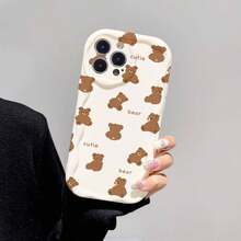 Funda de teléfono con diseño de oso de dibujos animados, kawaii, resistente al agua, a los golpes y a los arañazos - Blanco - Ver 1