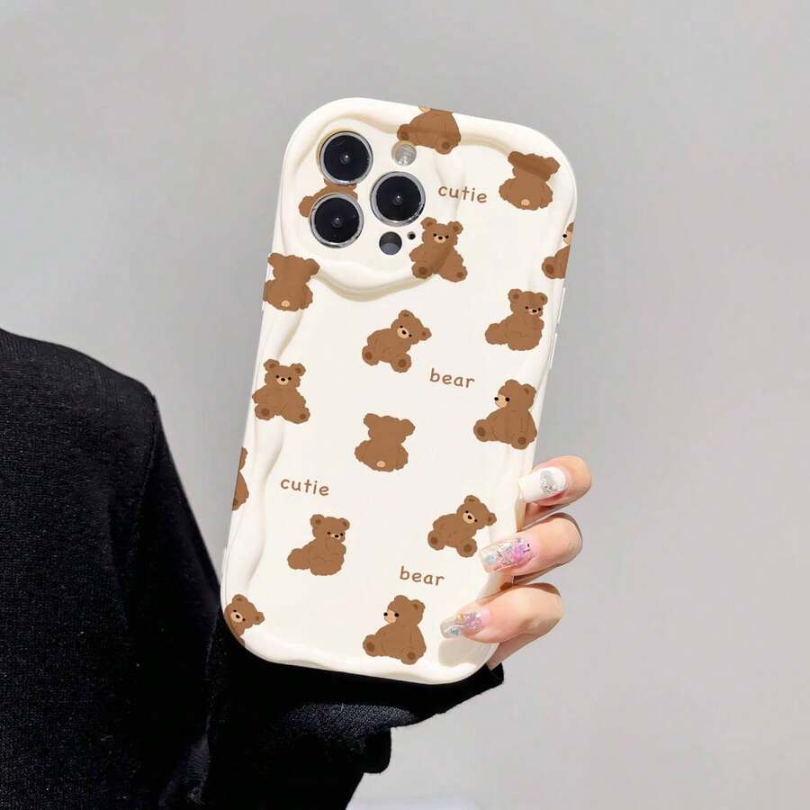 Funda de teléfono con diseño de oso de dibujos animados, kawaii, resistente al agua, a los golpes y a los arañazos - Blanco - Ver 1