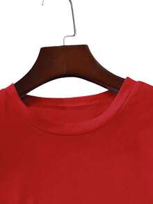 Women's Nana Football Player Design T-Shirt - 180g Double-Sided Brushed Design, Casual Crew Neck, Short Sleeves, Lightweight And Breathable, Suitable For Football Fans, Spring/Summer Casual Wear, Football T-Shirt, Fan Merchandise, Stylish, Comfortable Fit, Fan Apparel. - 紅色 - 查看 3