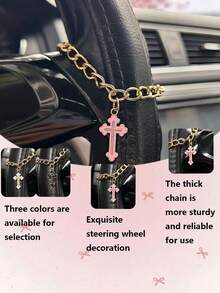 1pc Cross-Shaped Steering Wheel Pendant, Unique Cross Decor Accessory For Car - Steering Wheel Chain - View 1