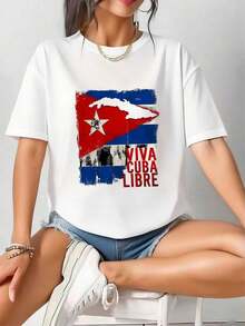 Camiseta con Bandera para el Mes de la Herencia Hispana Cubana --4 camisetas de mujer - Blanco 3 - Ver 6