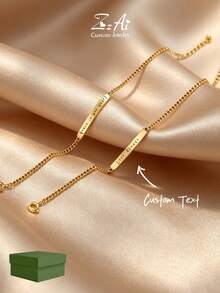 1 chiếc vòng tay khắc tên bằng thép không gỉ, dây xích mắt nhỏ, mạ vàng 18K, kèm hộp quà cao cấp, thích hợp làm quà tặng hàng ngày hoặc quà tặng ngày lễ. - phong cách 5 - Xem 1
