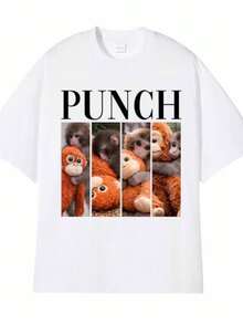Women's T-ShirtsStay Strong Punch The Monkey Printed T Shirts Men Women Oversized Fashion Style T-Shirt 100 Cotton Short Sleeve Casual T-Shirts - 白色 - 查看 1
