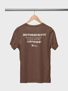 Aveloz Authenticity Men's T-Shirt, Comfortable, 100% Cotton - 鏽棕色 - 查看 3