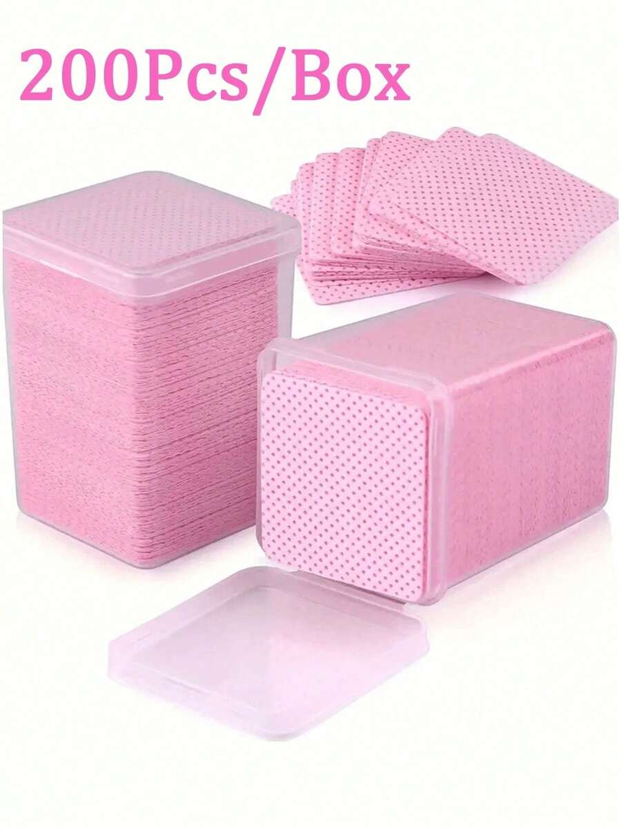 2000/1000/200 miếng khăn lau móng tay - Miếng tẩy sơn móng tay chuyên nghiệp không xơ, khăn lau gel UV, dụng cụ làm sạch trước và sau khi làm móng (Màu hồng) - Hồng - Xem 1