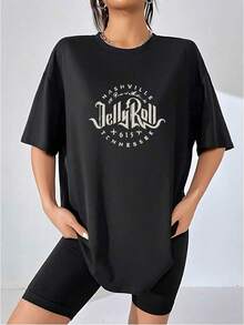 100% Cotton. The Graphic Represents The Musical Energy Of Nashville And The Free Spirit Of Tennessee With Artistic Lettering That Evokes A Passion For Southern Music. Women's 100% Cotton T-Shirts, Comfortable For Everyday Wear And Casual Style. Women's Simple Solid Color T-Shirt, Loose And Slim Fit Casual Short Sleeve - 黑色 - 查看 4