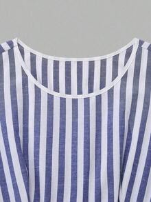 XHEGlowEve Vestido midi de línea A con cintura de parche de rayas azules y blancas de algodón y lino, con recorte de encaje hueco, elegante y encantador para uso diario, vacaciones, citas, moda de calle francesa, retro y versátil para primavera y verano, nuevo diseño sin mangasXHE - Multicolor 5 - Ver 4