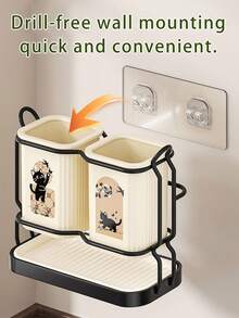 A Kitchen Cutlery And Utensil Organizer Featuring A Punch-Free, Integrated Design With Built-In Drainage And Dual Compartments For Chopsticks And Spoons. This Multifunctional Drying Rack Is Specifically Designed To Store Knives, Forks, Spoons, And Various Small Kitchen Tools. A Space-Saving, Non-Slip, And Stable Countertop Organizer That Is Easy To Clean-Making It A Practical Accessory For Organizing And Tidying Up Your Home Kitchen Countertops. - Multicolor - View 6