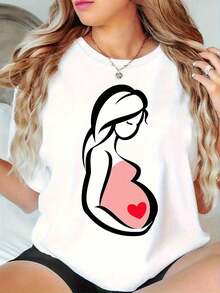 2026Regalo para el Día de la Madre - Camiseta Gráfica de Embarazo para Mujeres - Camiseta Casual Suave para Uso Diario - Ajuste Cómodo para Todas las Estaciones - Regalo de Cumpleaños o Aniversario para Mamá - Ropa de Maternidad Asequible, Camisetas de Ma - Blanco - Ver 1