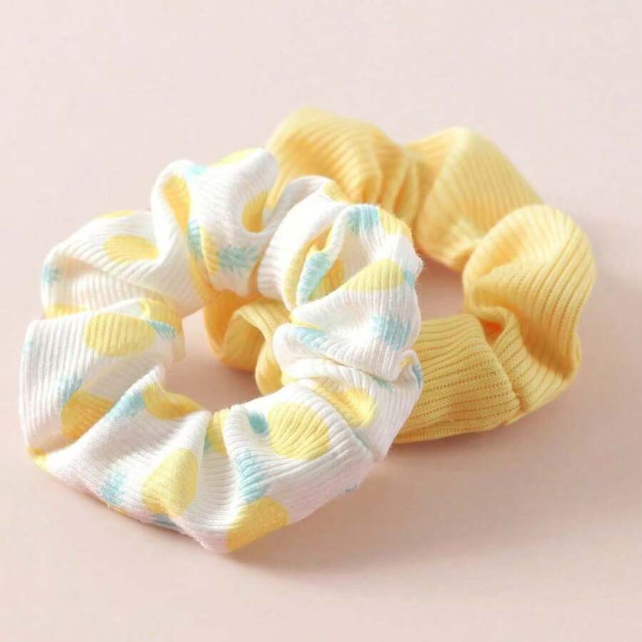 2 piezas Coleteros elásticos versátiles de unicolor & estampado de piña - Ver 1