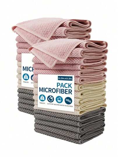 Bộ 5 khăn lau xe bằng sợi microfiber mật độ cao, có các màu hồng, xám, kaki, khăn lau nhà, khăn lau xe dày hai mặt thấm hút tốt, khăn gạt nước kính chắn gió, thích hợp cho các cửa hàng sửa chữa ô tô, khách sạn, nhà hàng.