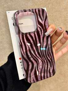 1个复古斑马纹硬壳手机壳，适用于 17 Pro Max、16 Pro、15、14/13、12/11，创意个性化保护套 - 彩色 - 查看 1